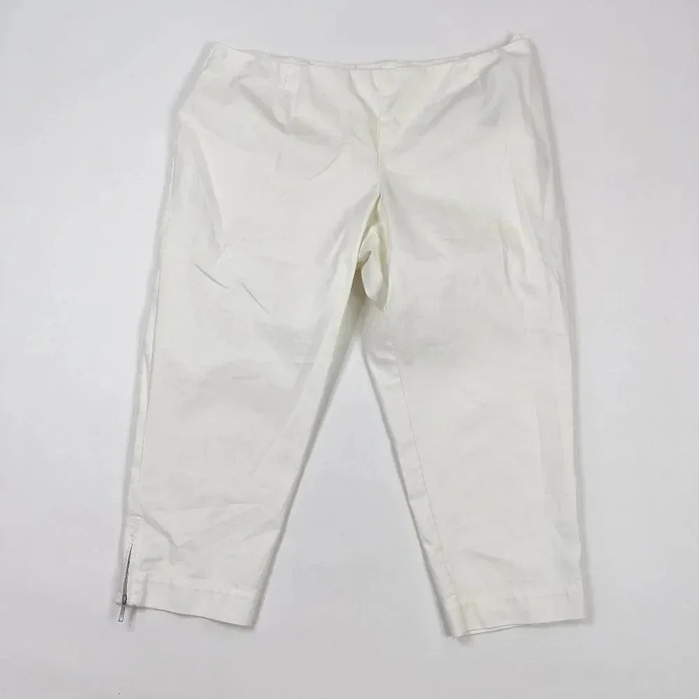 Lafayette 148 White Cropped Pant 24W